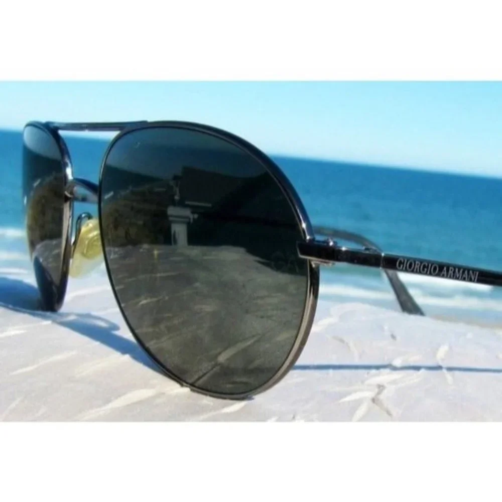 Giorgio Armani Vintage Gunmetal Frame Aviator Sunglasses 681 1144 Sz Small